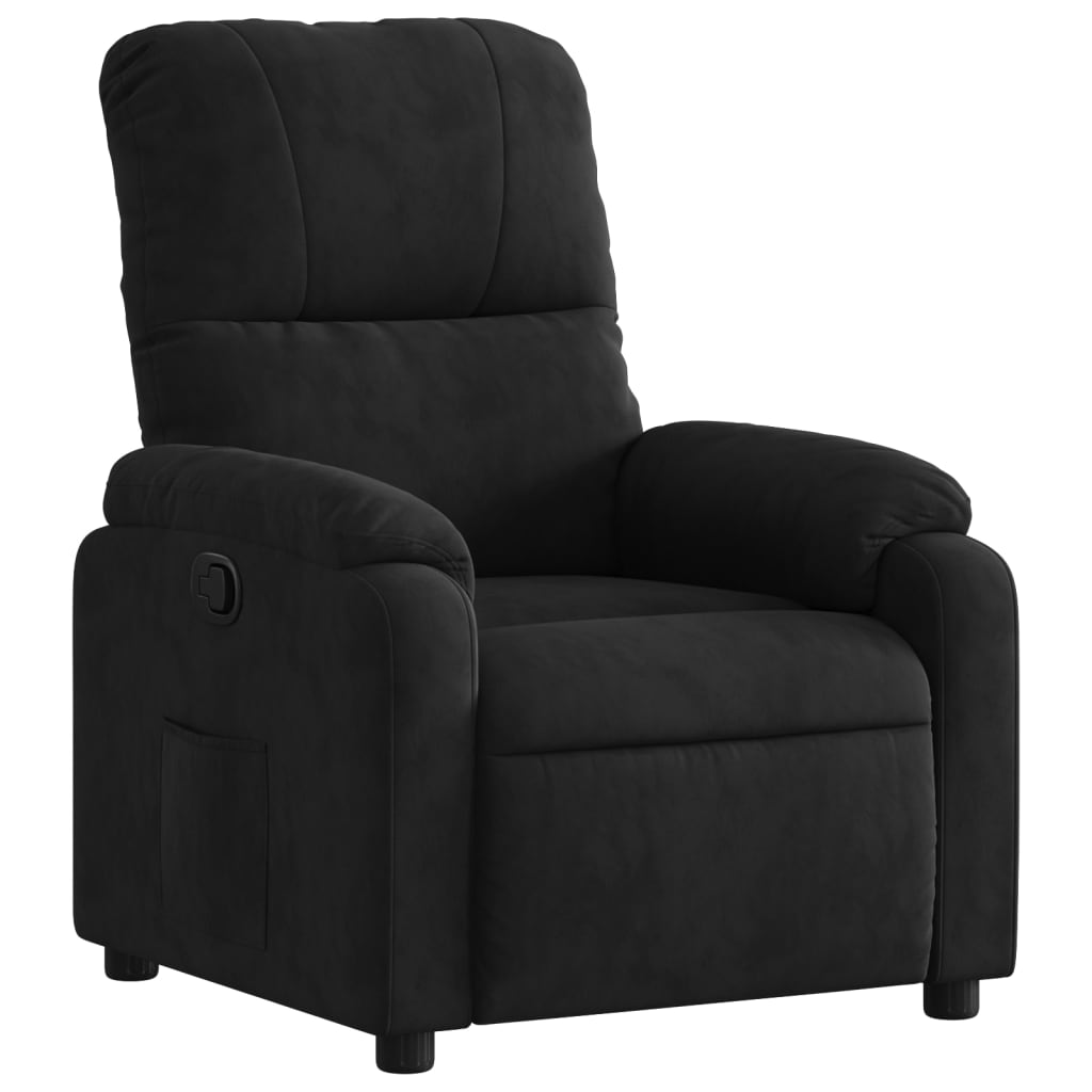 vidaXL Sillón reclinable tela de microfibra negro