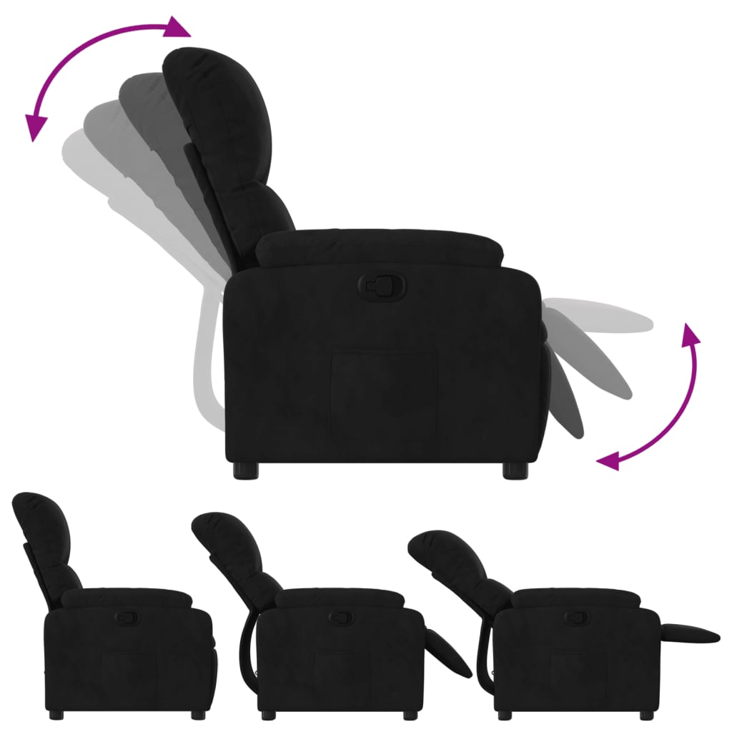 vidaXL Sillón reclinable tela de microfibra negro