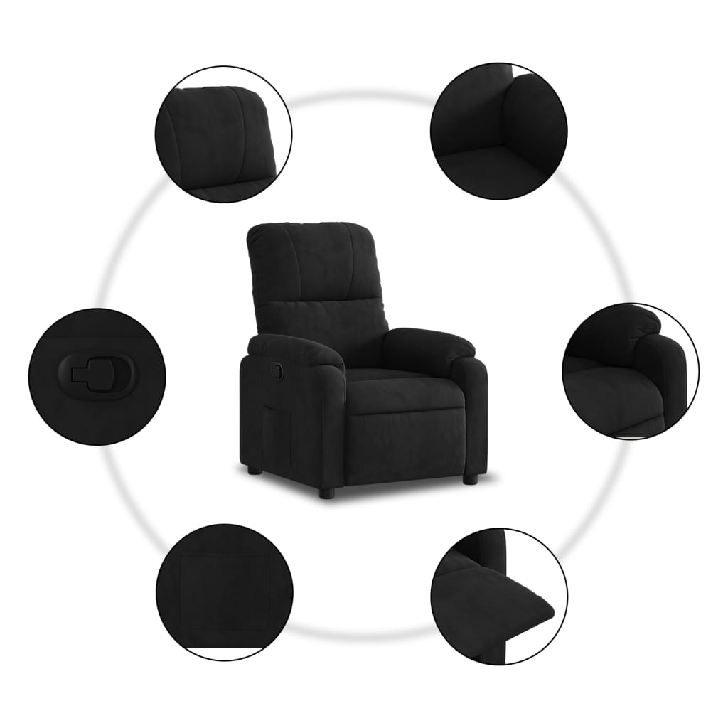 vidaXL Sillón reclinable tela de microfibra negro