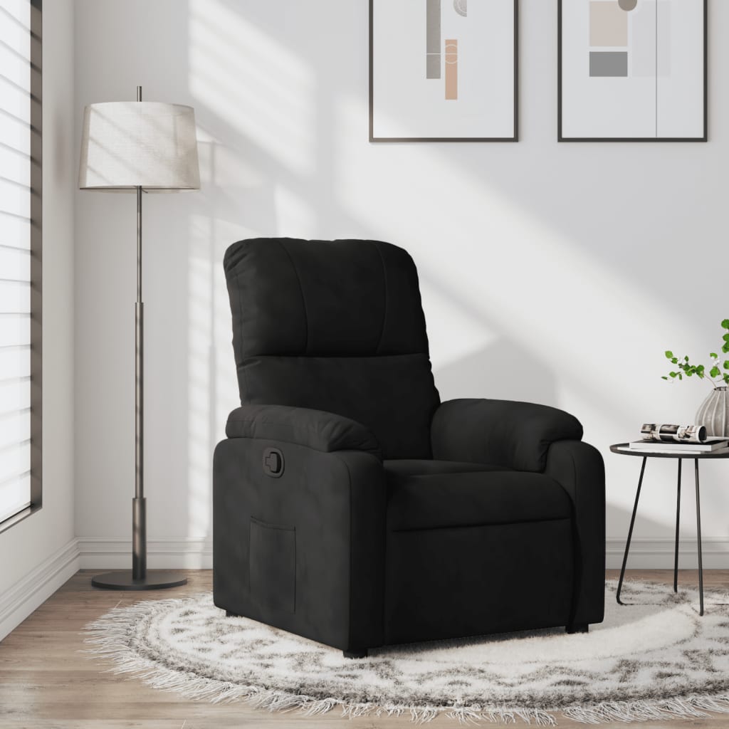 vidaXL Sillón reclinable tela de microfibra negro