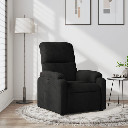 vidaXL Sillón reclinable tela de microfibra negro