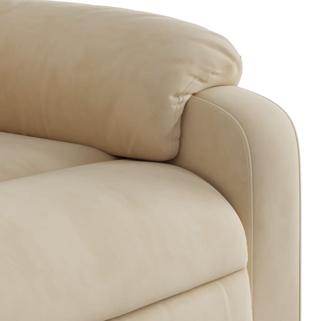 vidaXL Sillón reclinable de masaje tela de microfibra color crema