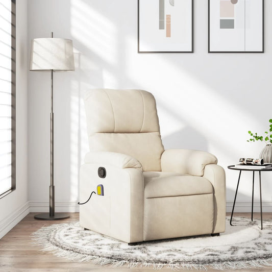 vidaXL Sillón reclinable de masaje tela de microfibra beige