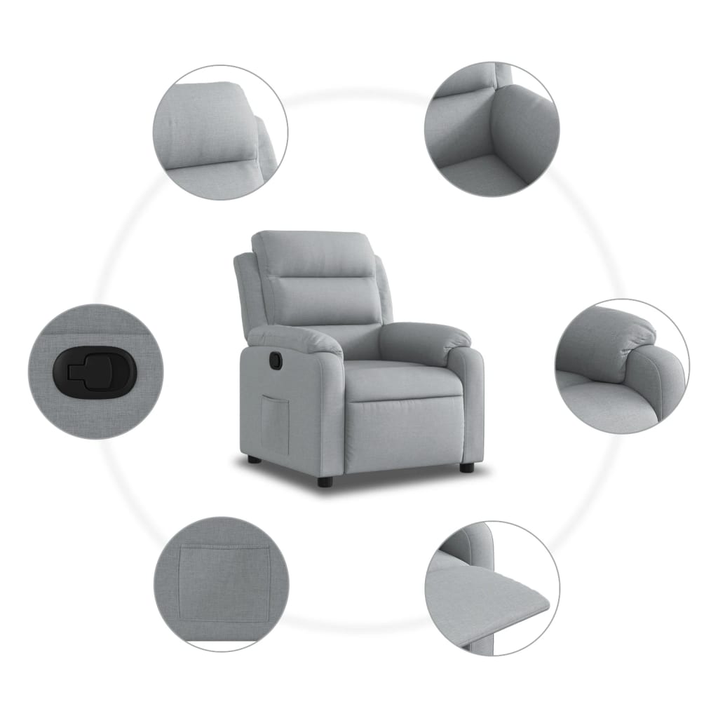 vidaXL Sillón reclinable de tela gris claro