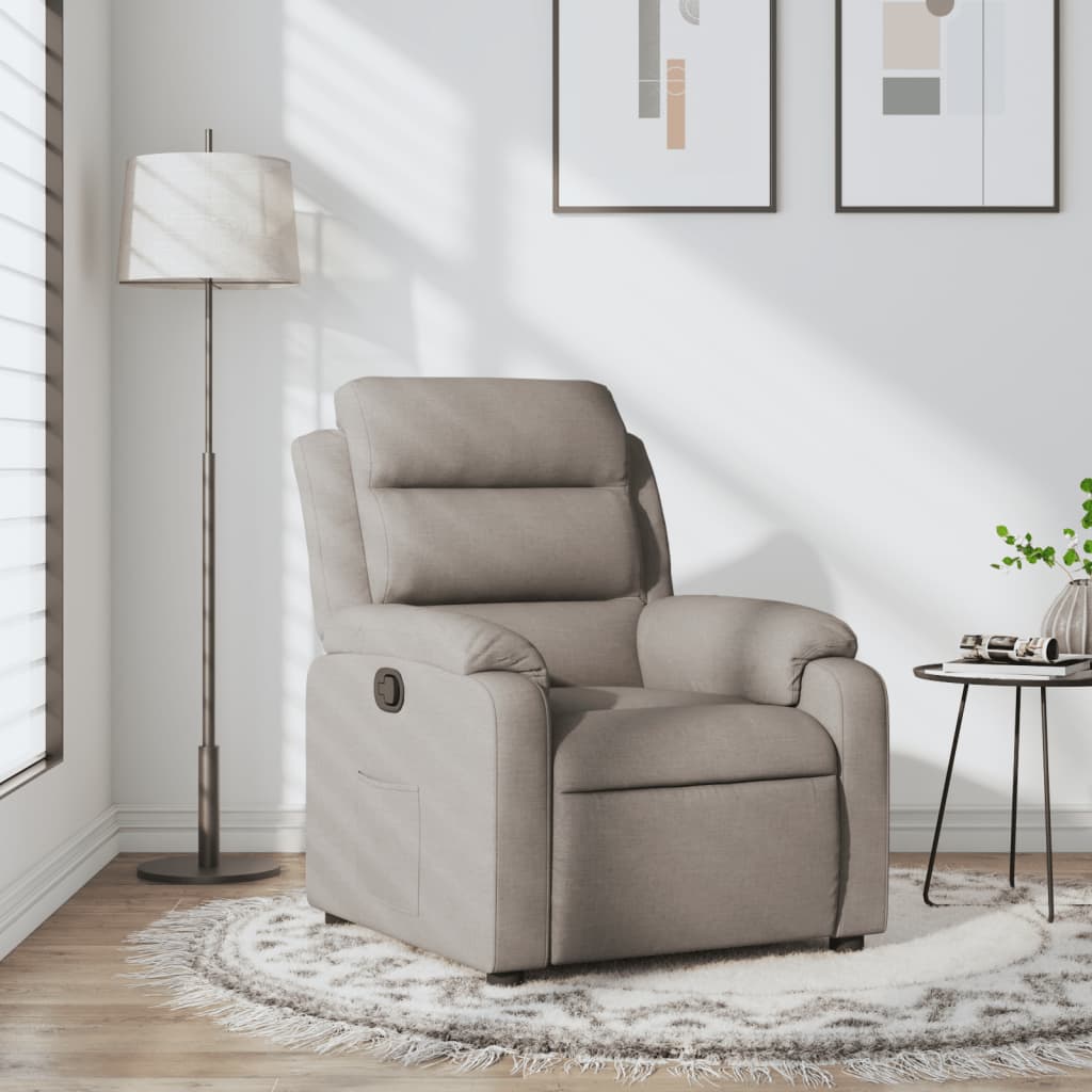 vidaXL Sillón reclinable de tela gris taupe