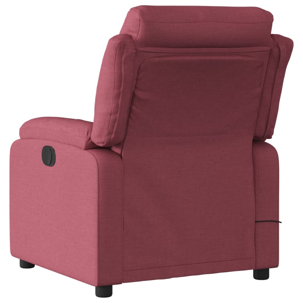 vidaXL Sillón de masaje reclinable de tela color vino tinto