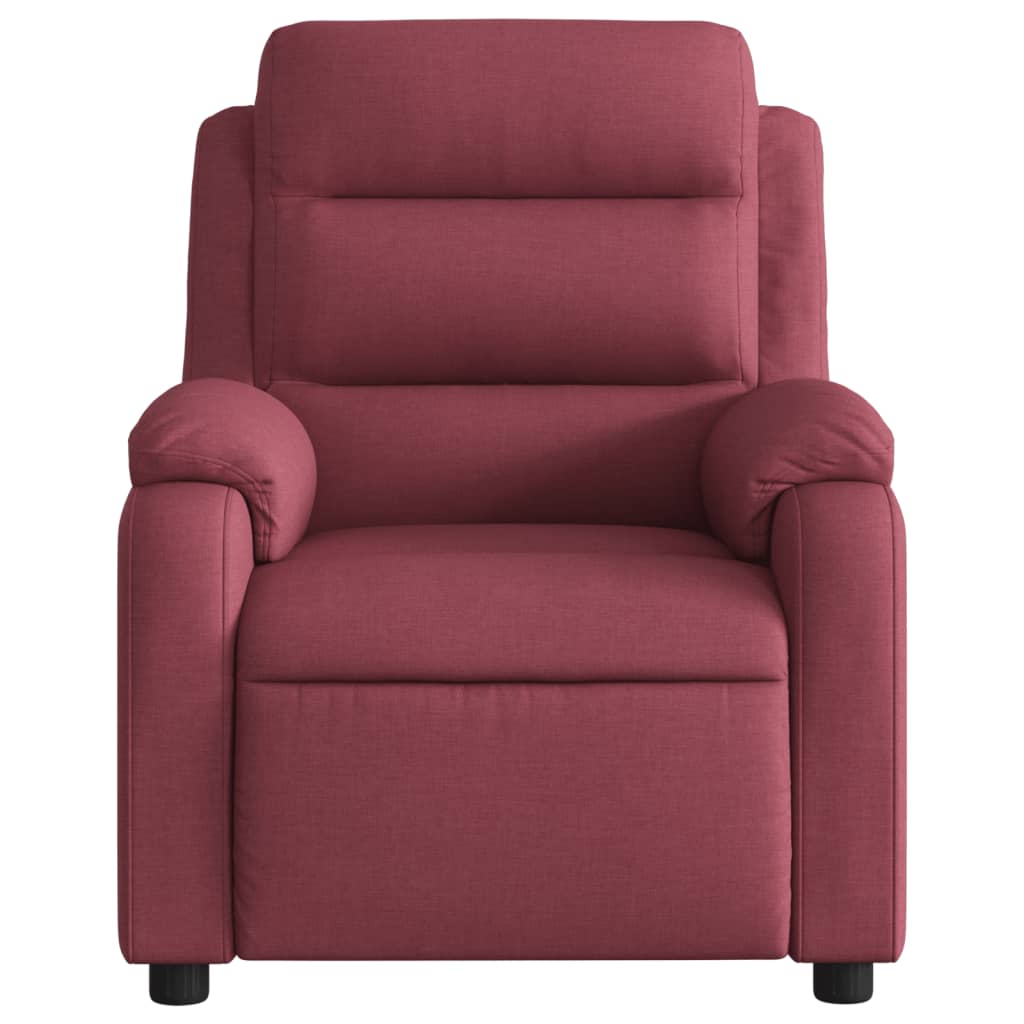 vidaXL Sillón de masaje reclinable de tela color vino tinto