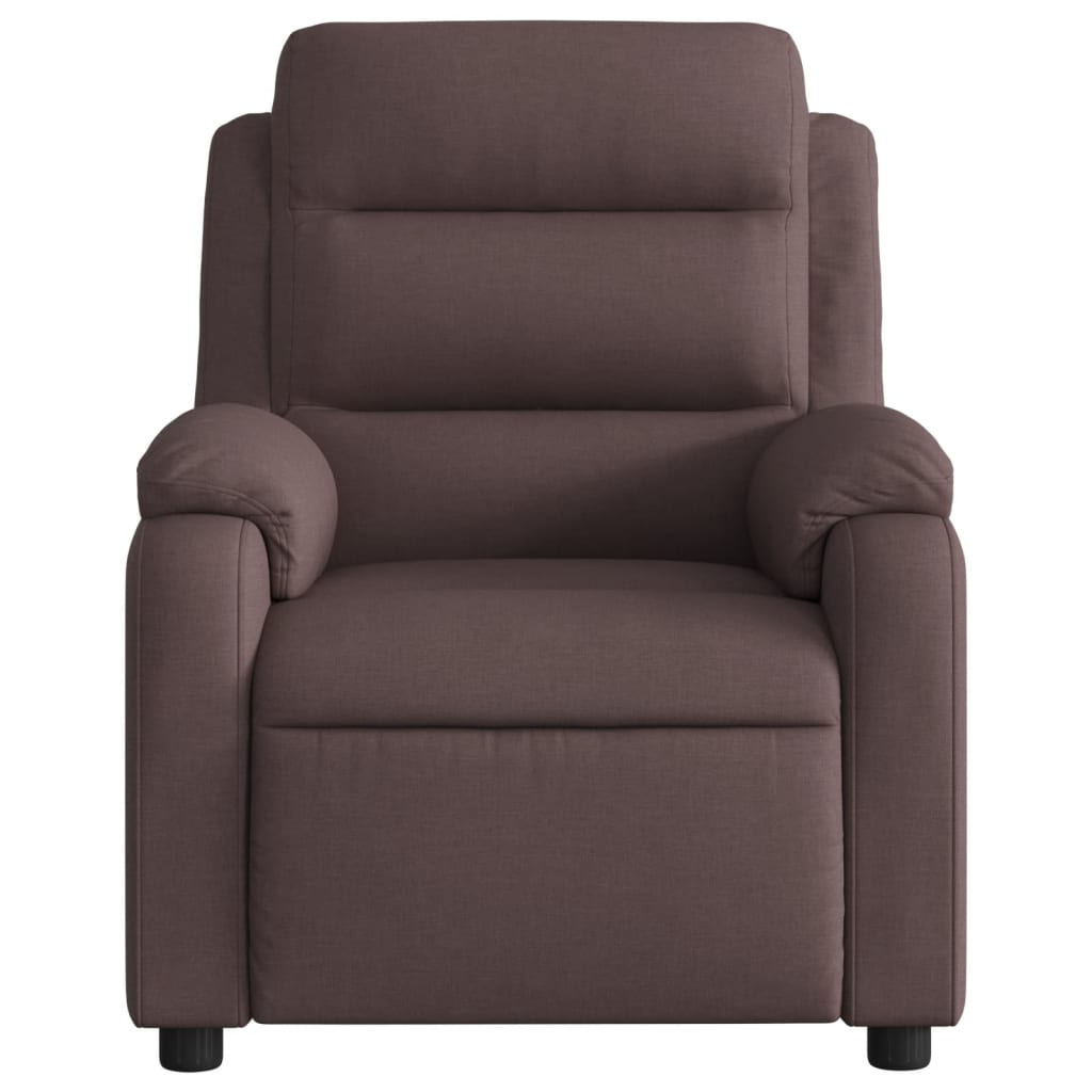 vidaXL Sillón de masaje reclinable de tela marrón oscuro