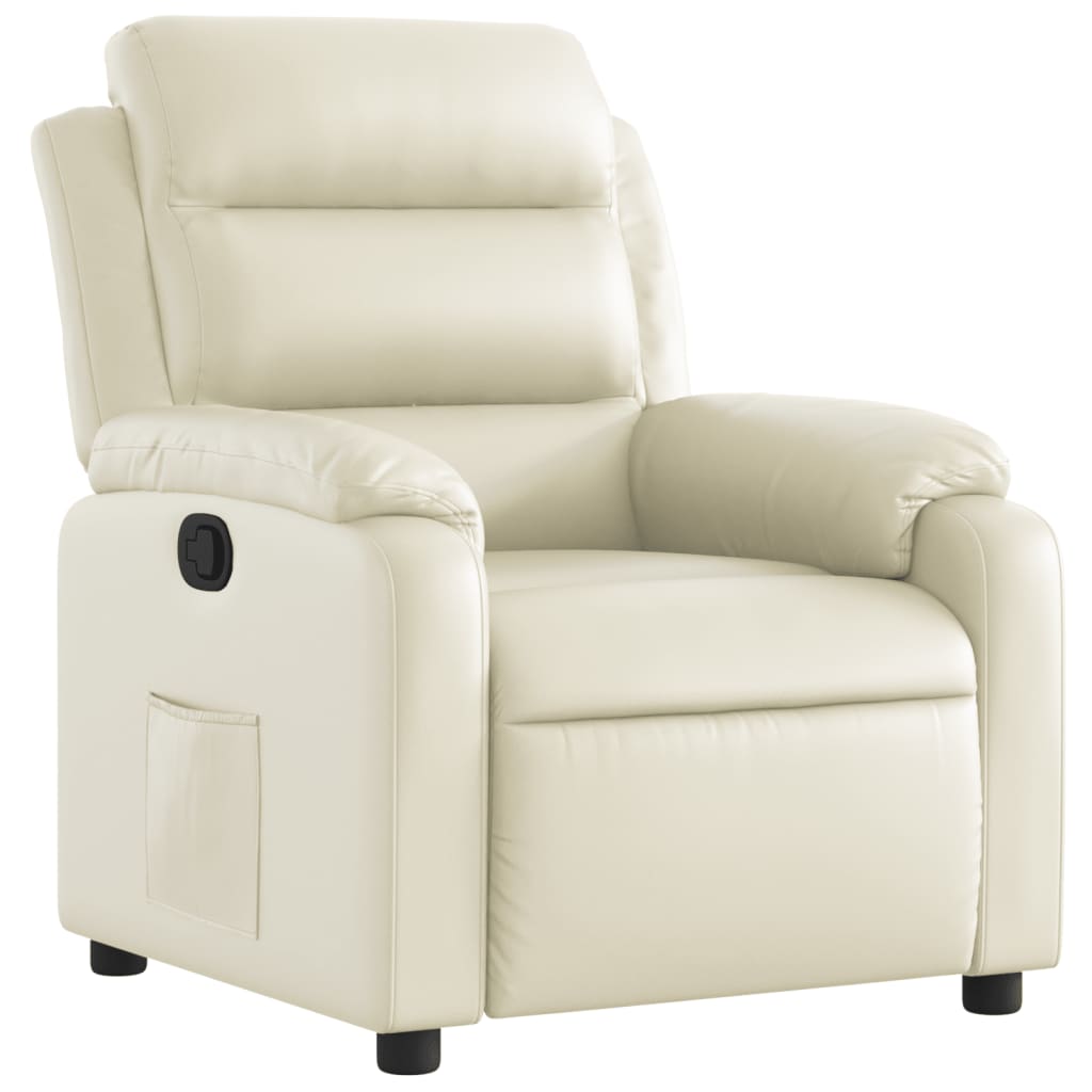 vidaXL Sillón reclinable de cuero sintético crema