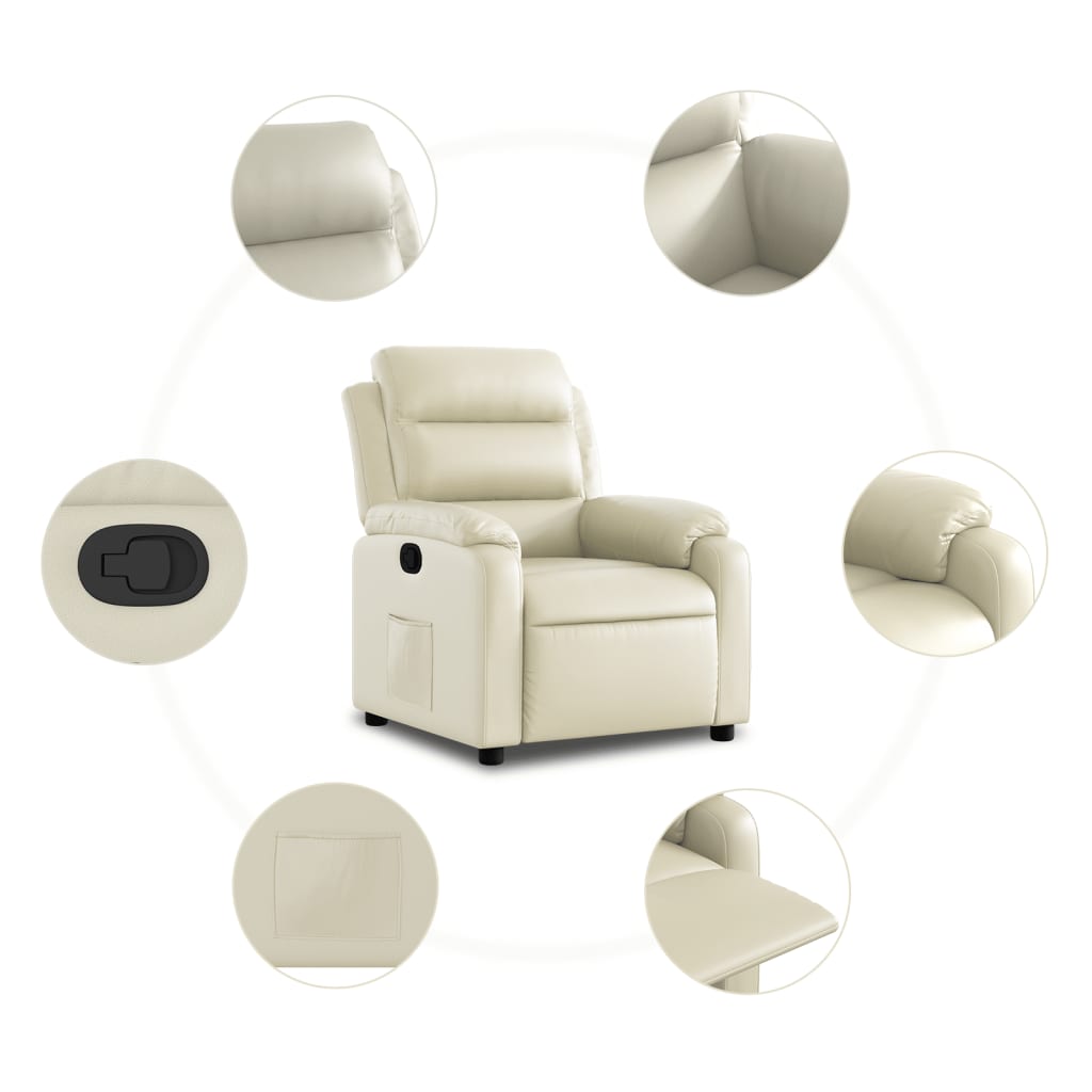 vidaXL Sillón reclinable de cuero sintético crema