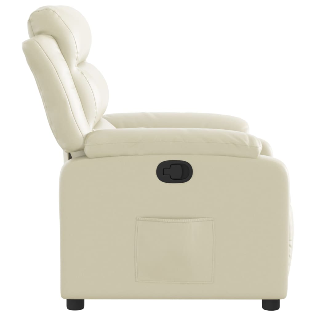 vidaXL Sillón reclinable de cuero sintético crema