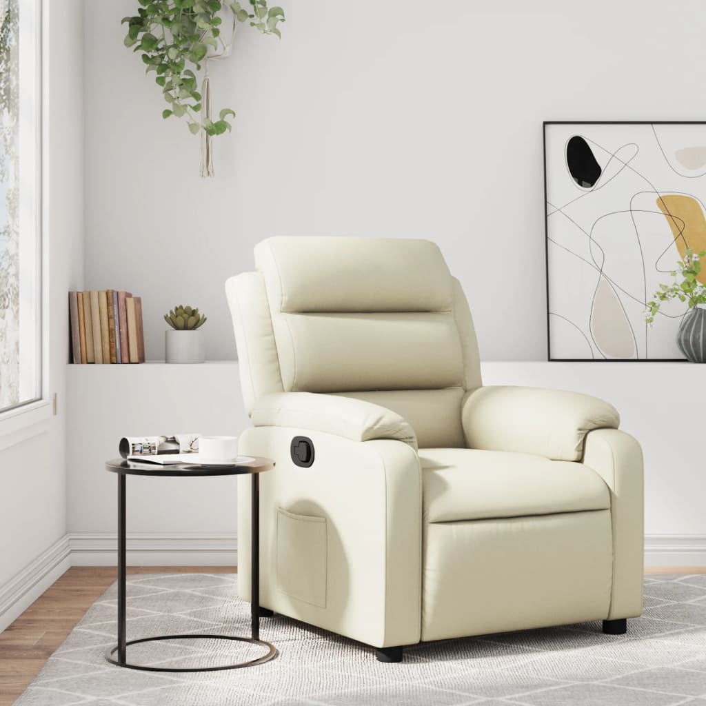 vidaXL Sillón reclinable de cuero sintético crema