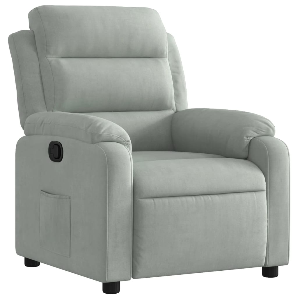 vidaXL Sillón reclinable de terciopelo gris claro