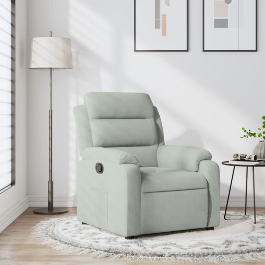 vidaXL Sillón reclinable de terciopelo gris claro