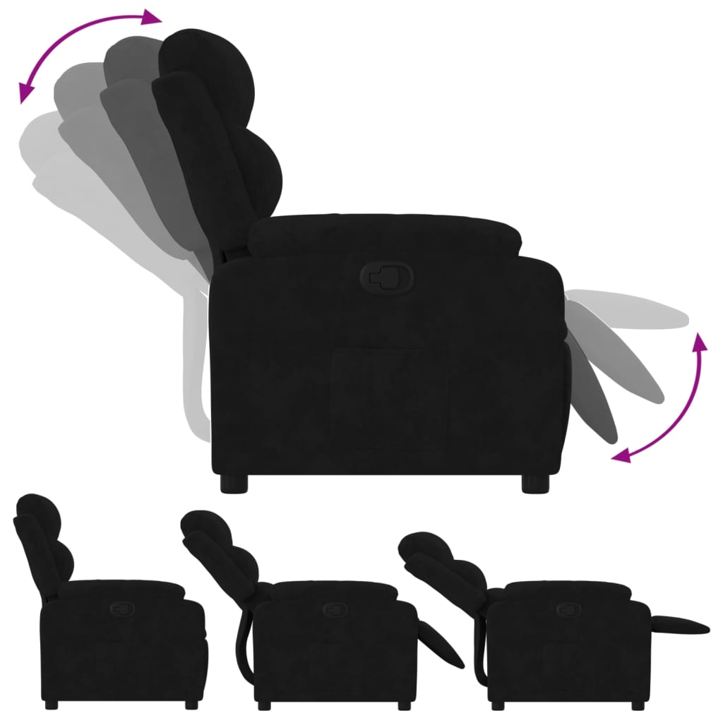 vidaXL Sillón reclinable de terciopelo negro