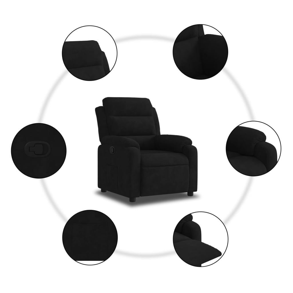 vidaXL Sillón reclinable de terciopelo negro