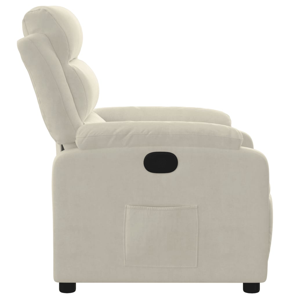 vidaXL Sillón reclinable terciopelo blanco crema