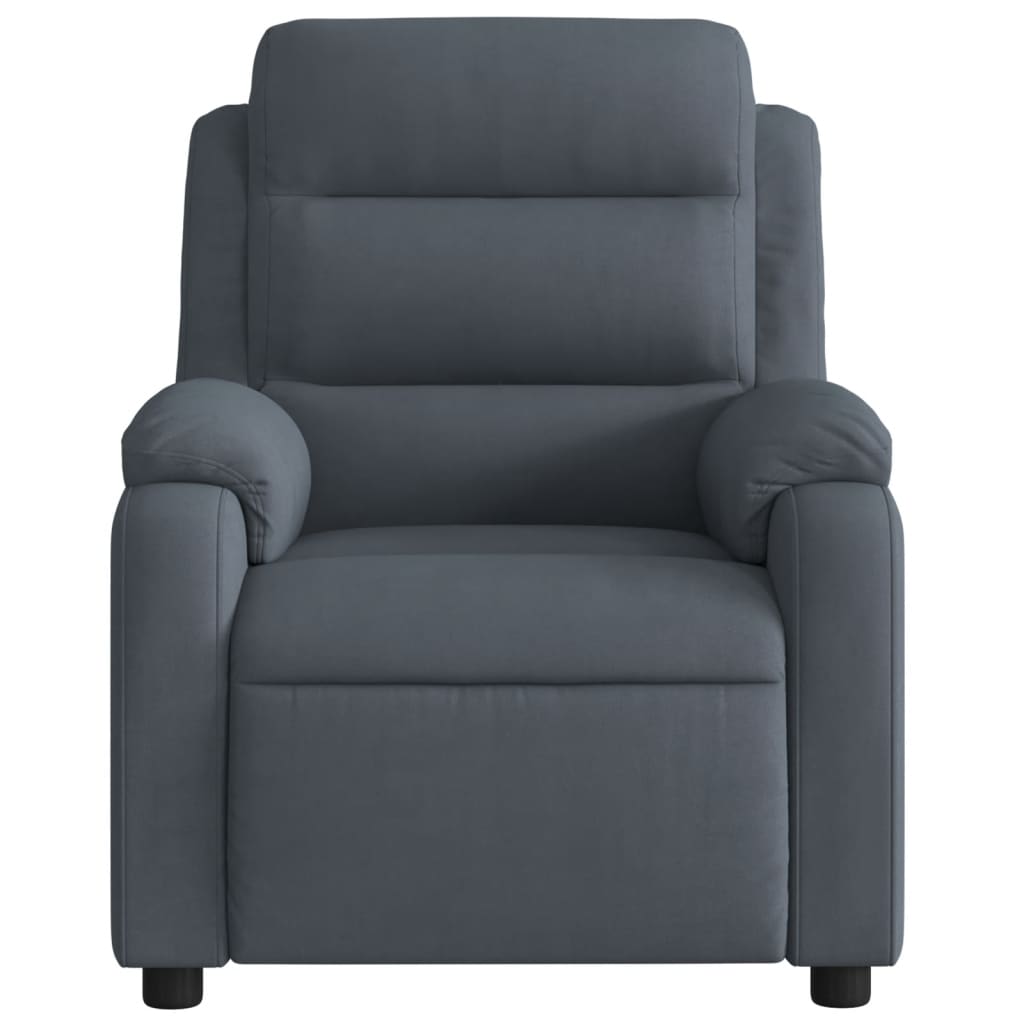 vidaXL Sillón de masaje reclinable de terciopelo gris oscuro