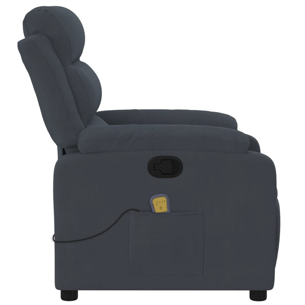 vidaXL Sillón de masaje reclinable de terciopelo gris oscuro