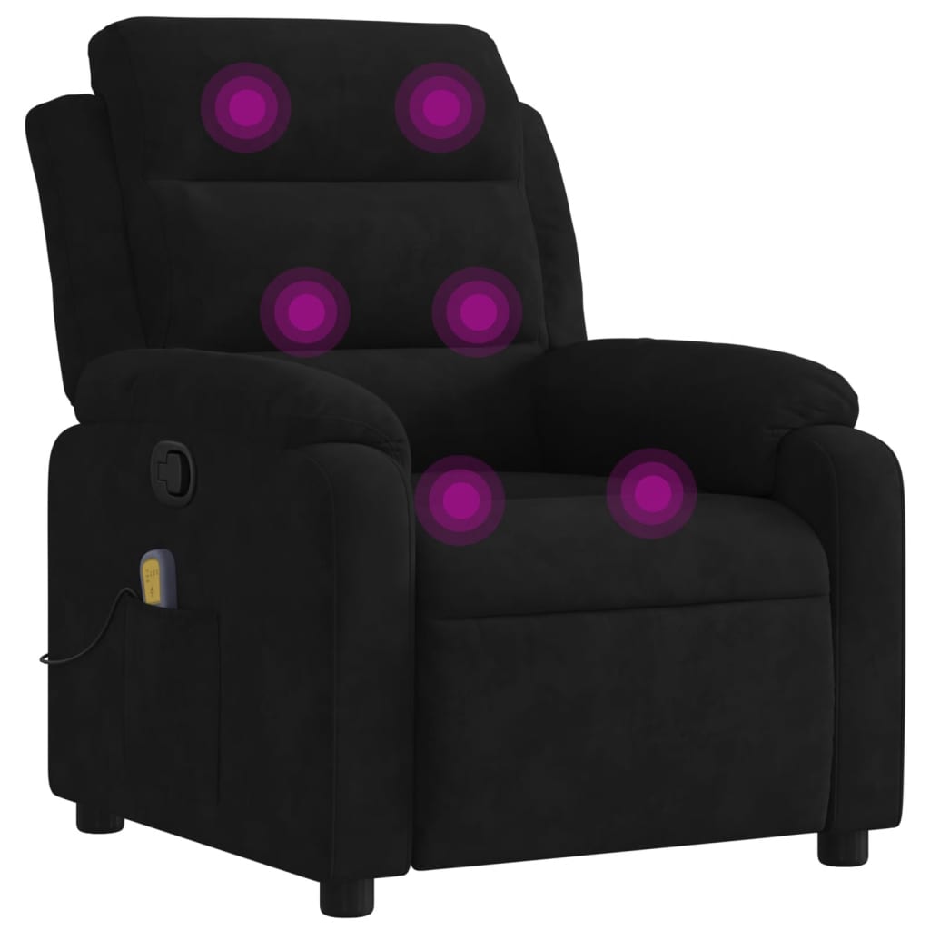 vidaXL Sillón de masaje reclinable de terciopelo negro