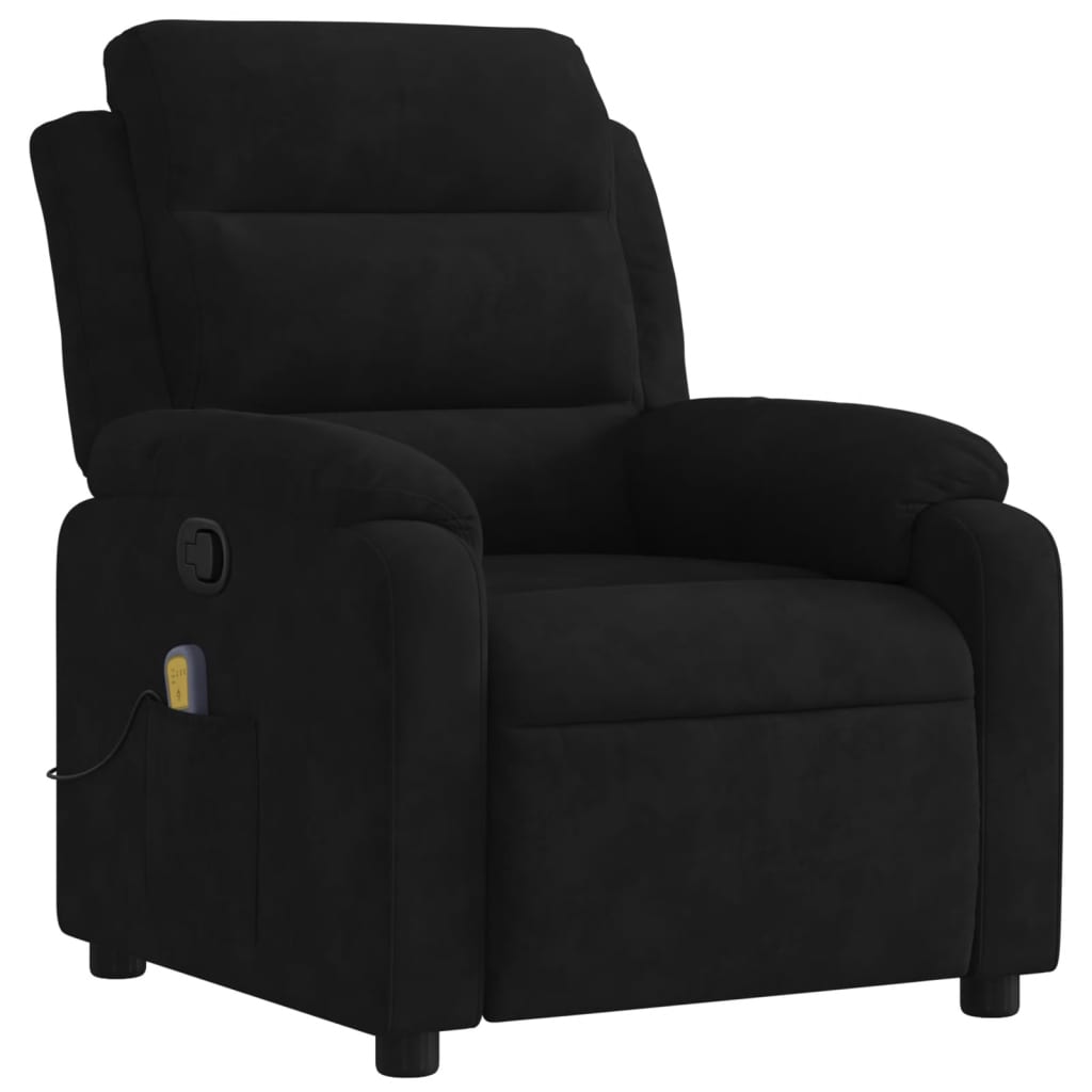 vidaXL Sillón de masaje reclinable de terciopelo negro