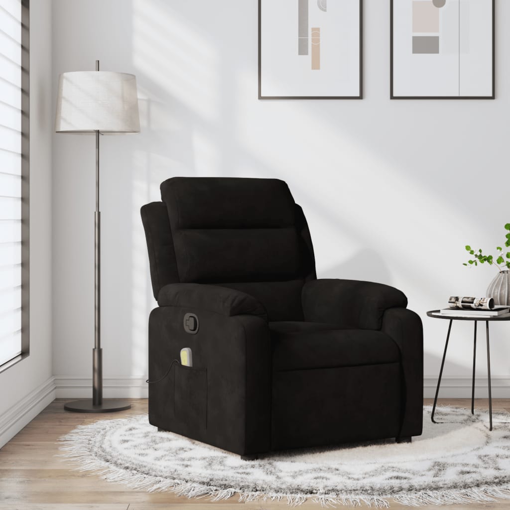 vidaXL Sillón de masaje reclinable de terciopelo negro