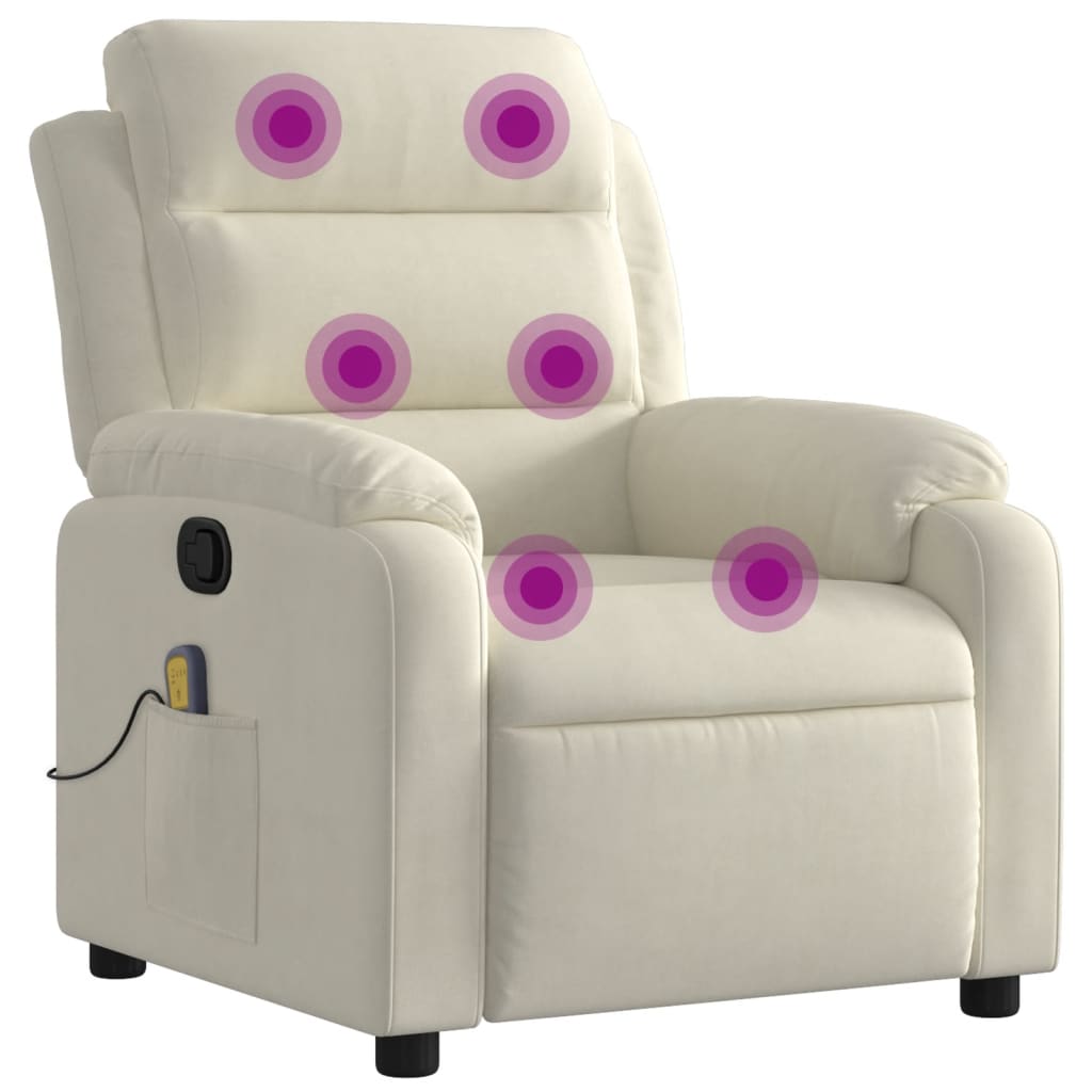 vidaXL Sillón de masaje reclinable de terciopelo crema