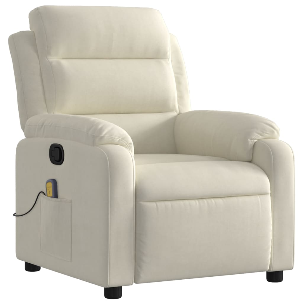 vidaXL Sillón de masaje reclinable de terciopelo crema