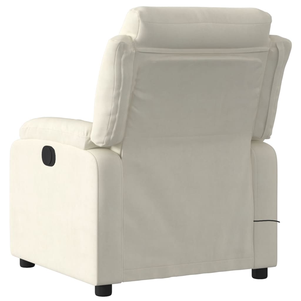 vidaXL Sillón de masaje reclinable de terciopelo crema