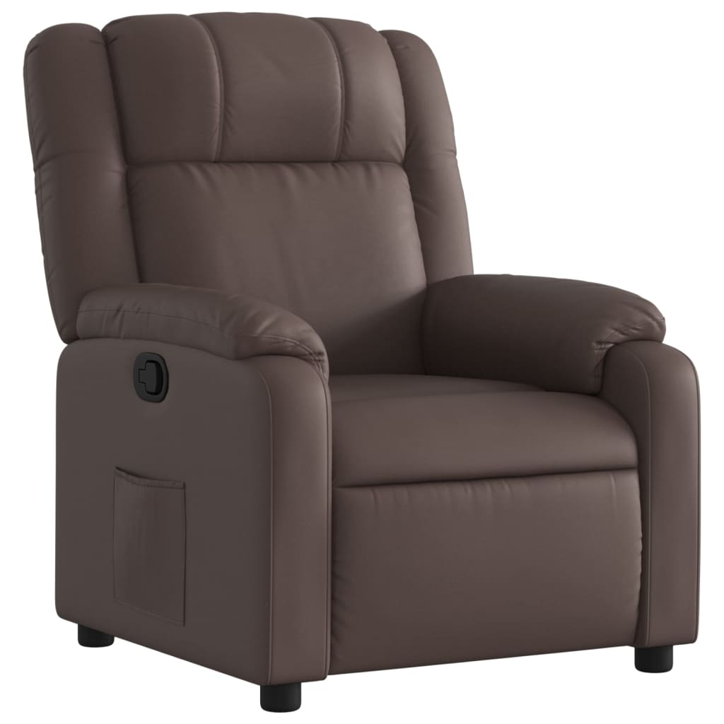 vidaXL Sillón reclinable de cuero sintético marrón