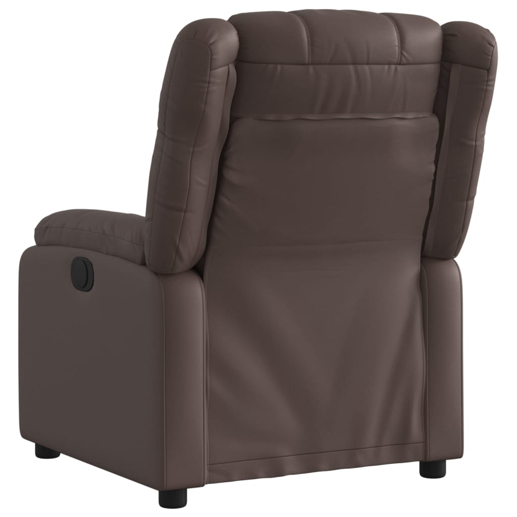 vidaXL Sillón reclinable de cuero sintético marrón