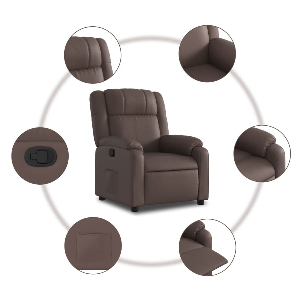 vidaXL Sillón reclinable de cuero sintético marrón