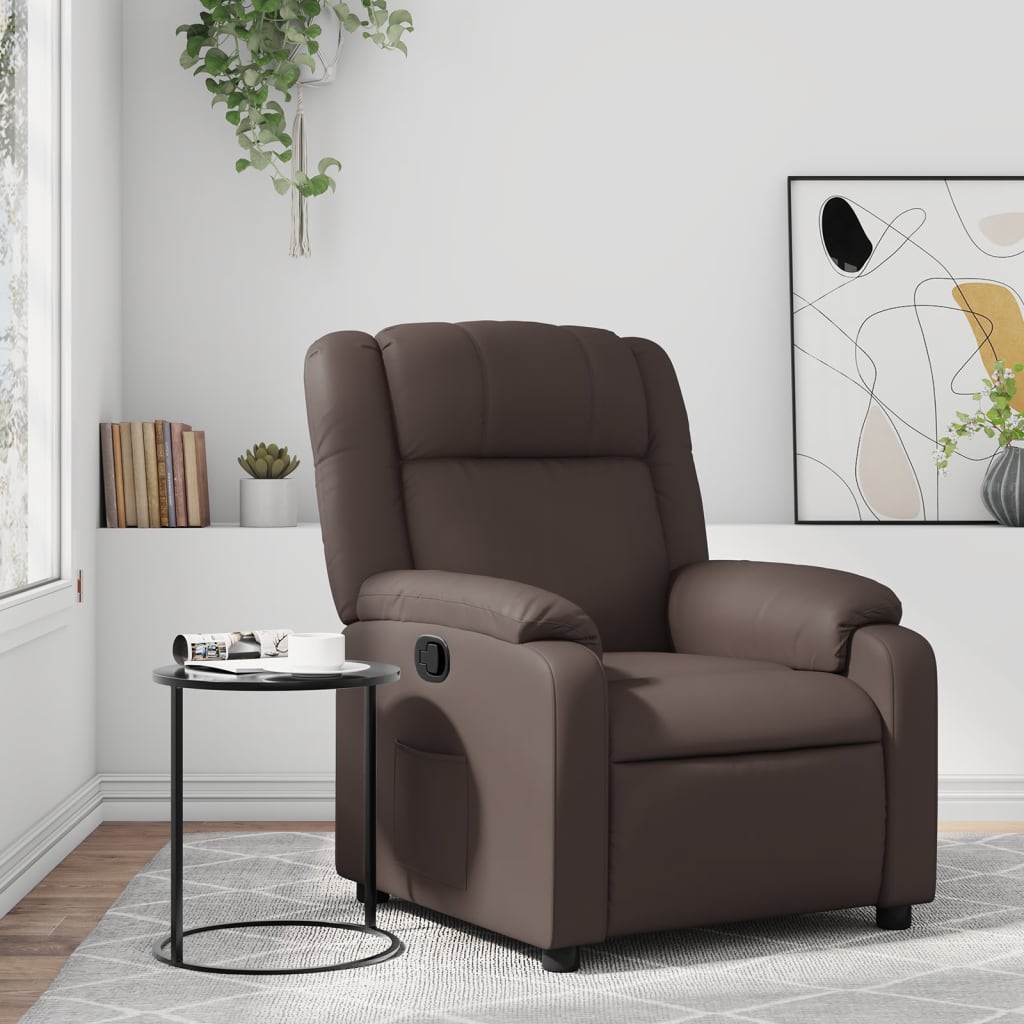 vidaXL Sillón reclinable de cuero sintético marrón