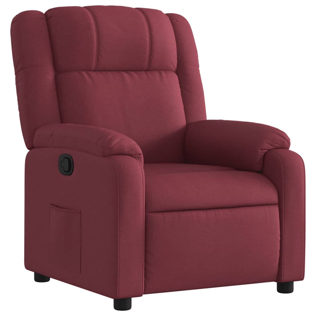 vidaXL Sillón reclinable de tela rojo tinto