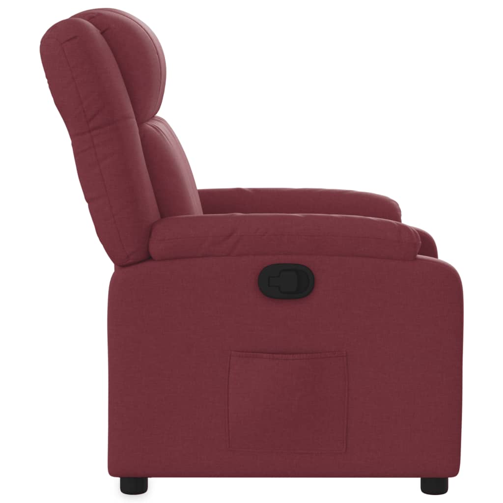 vidaXL Sillón reclinable de tela rojo tinto