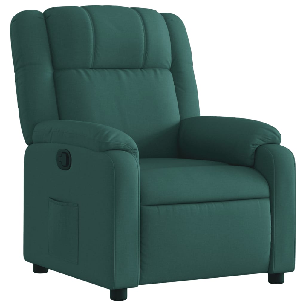 vidaXL Sillón reclinable de tela verde oscuro