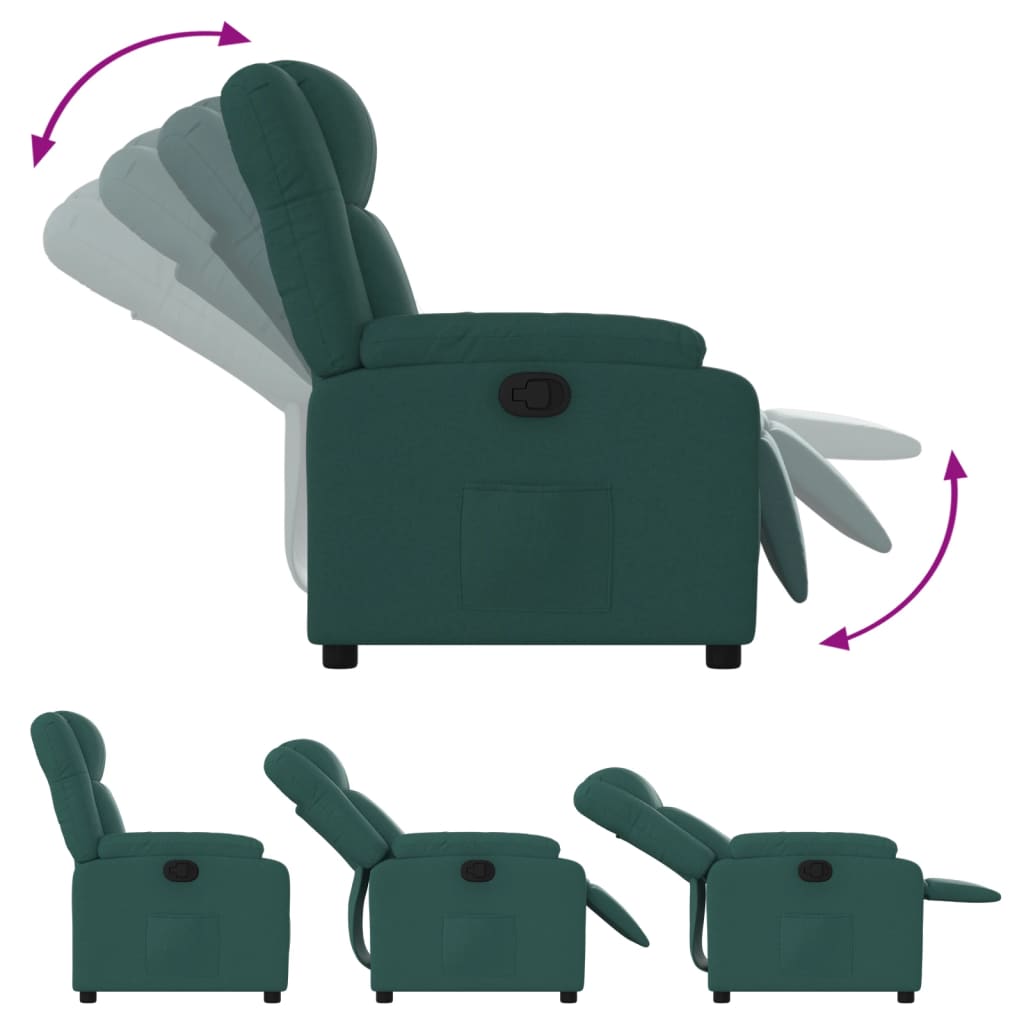 vidaXL Sillón reclinable de tela verde oscuro