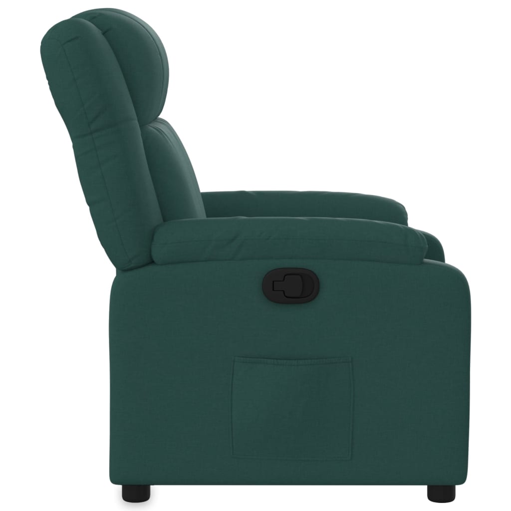 vidaXL Sillón reclinable de tela verde oscuro