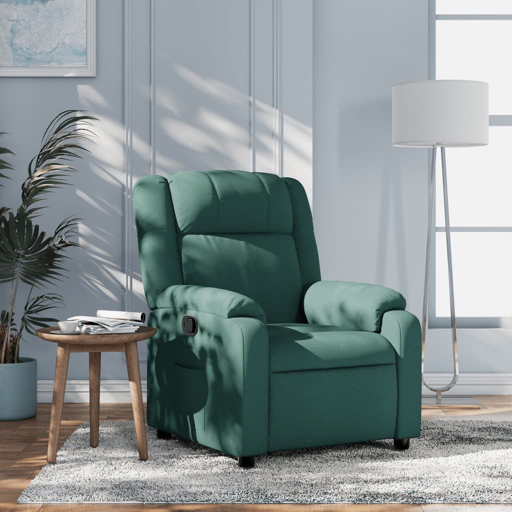 vidaXL Sillón reclinable de tela verde oscuro