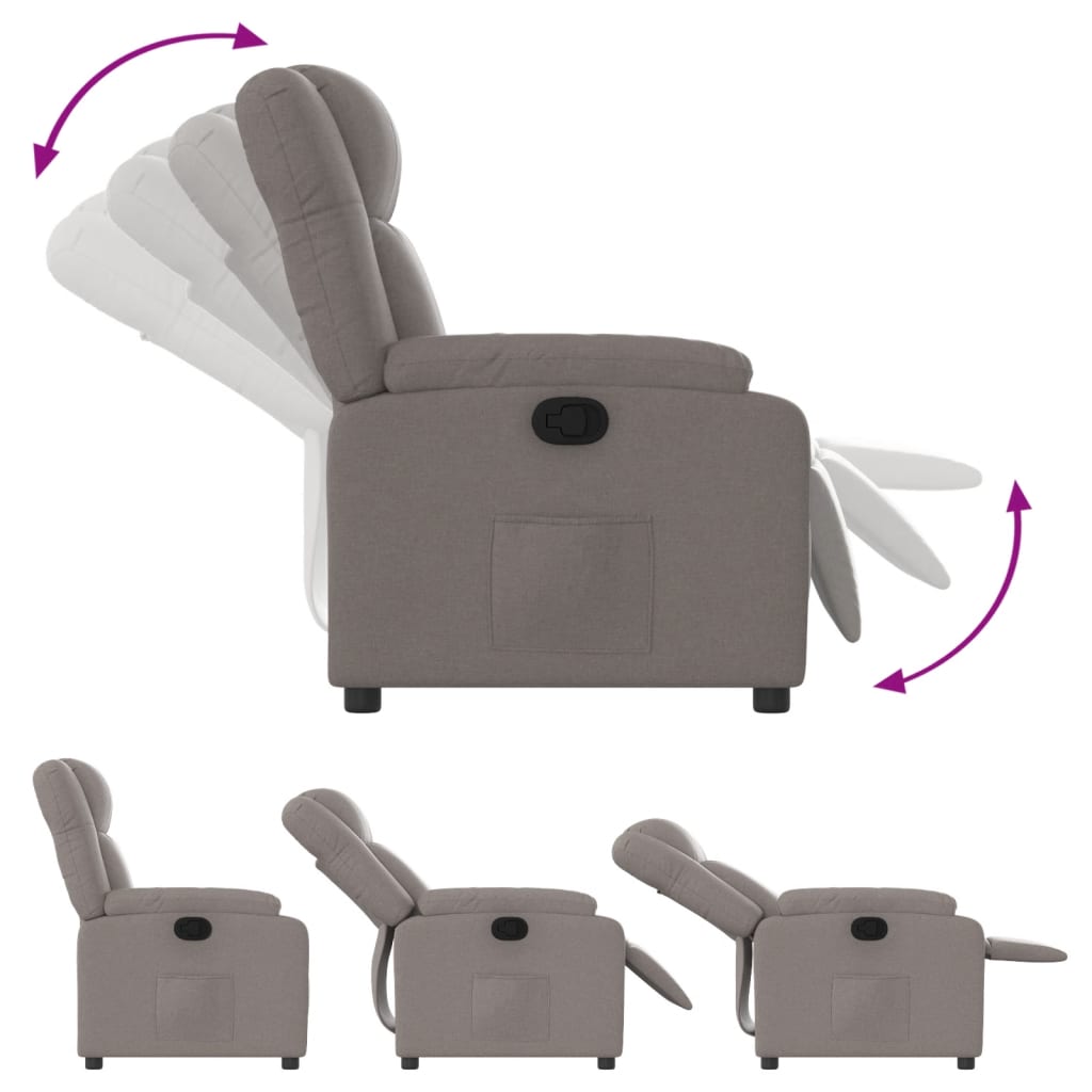 vidaXL Sillón reclinable de tela gris taupe