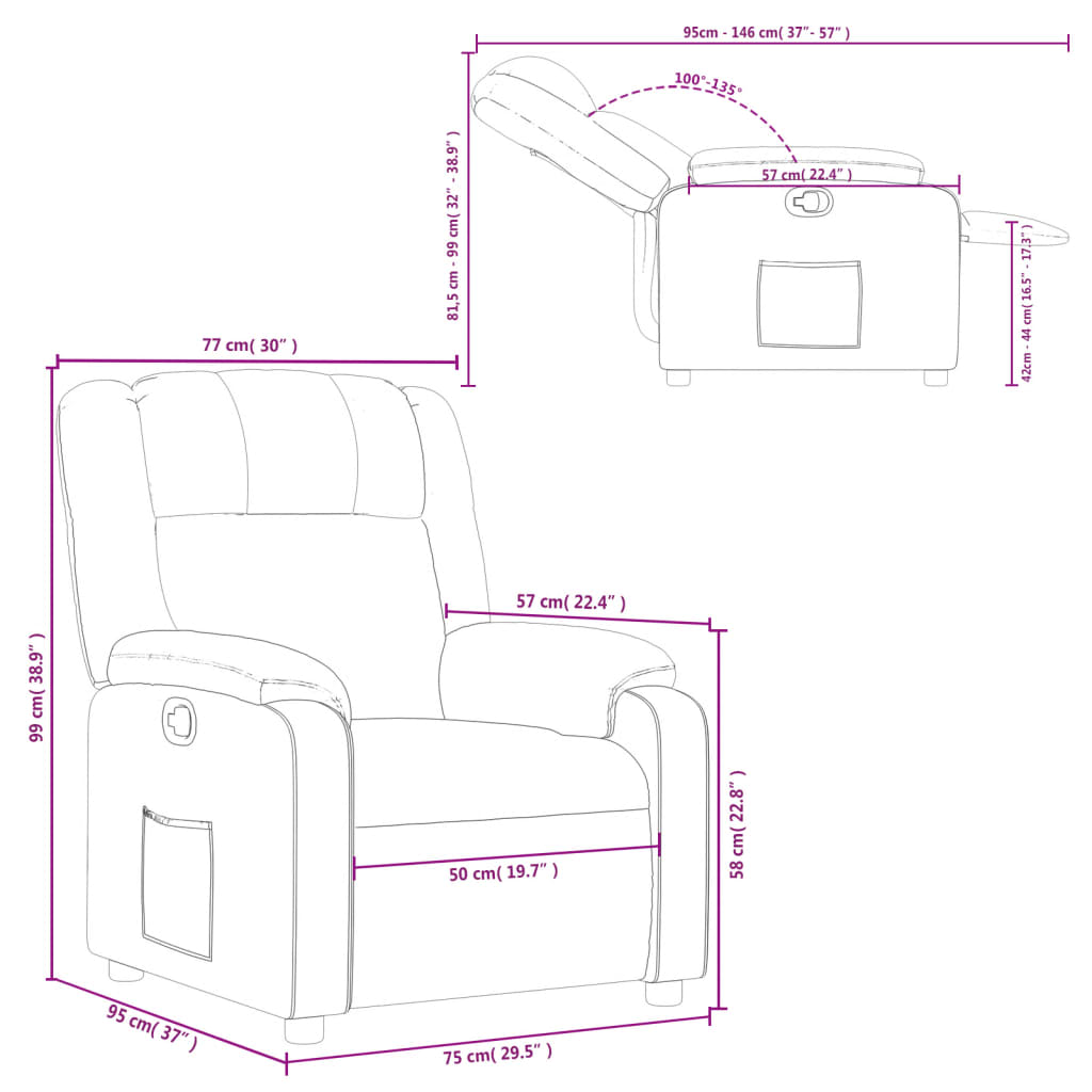 vidaXL Sillón reclinable de tela gris taupe