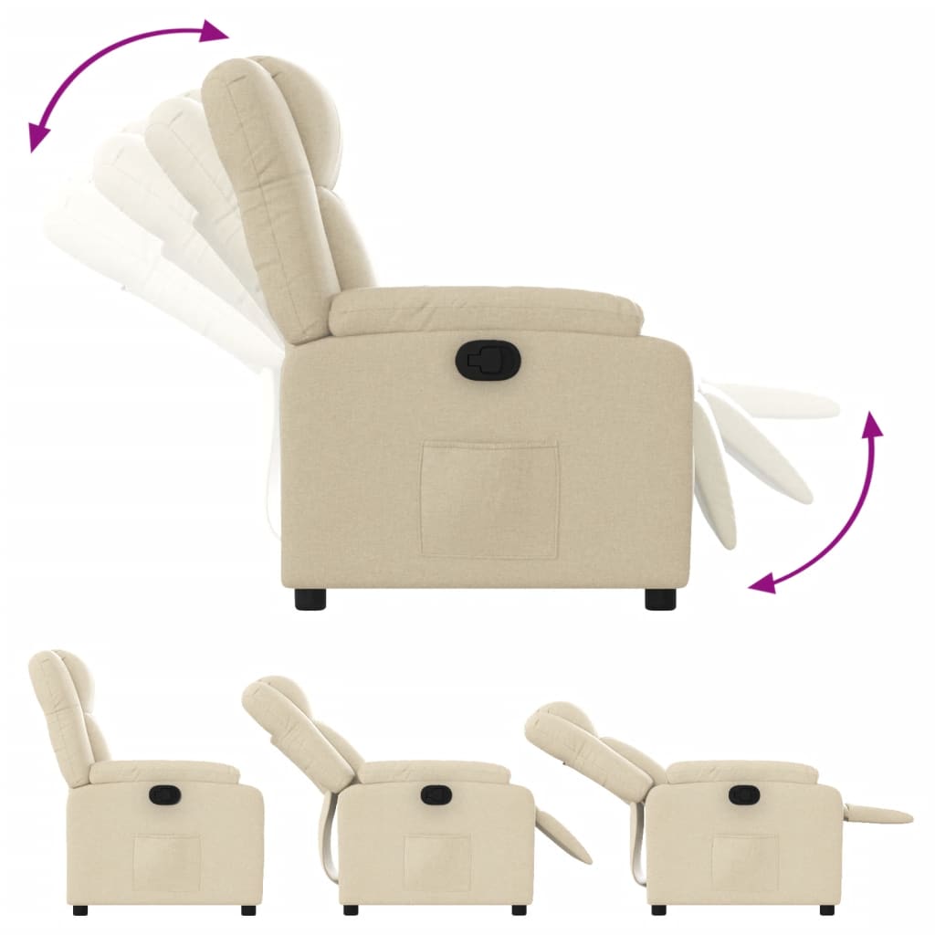 vidaXL Sillón reclinable de tela crema