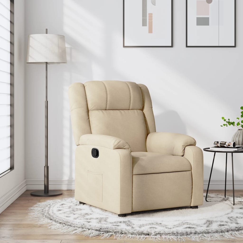 vidaXL Sillón reclinable de tela crema