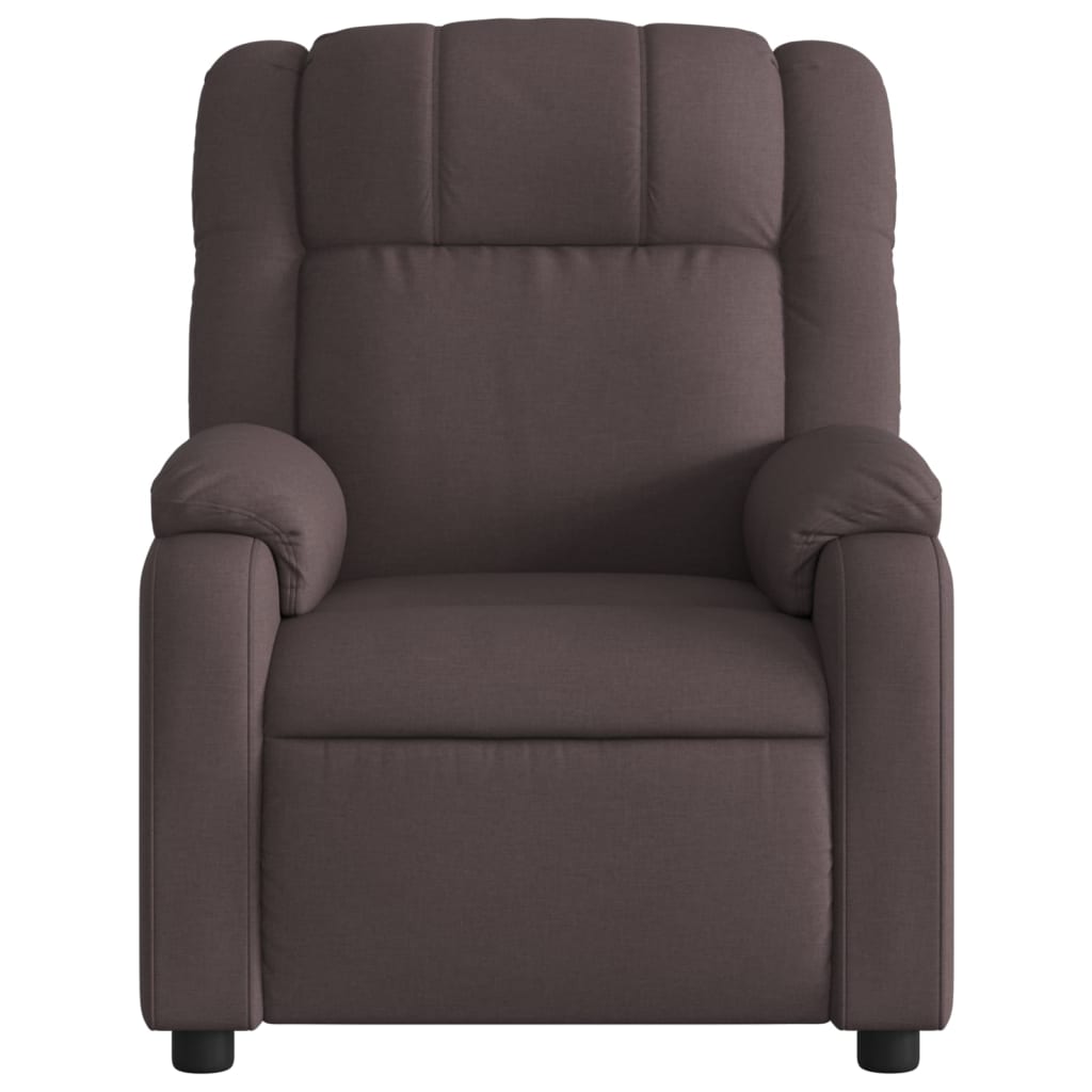 vidaXL Sillón de masaje reclinable de tela marrón oscuro