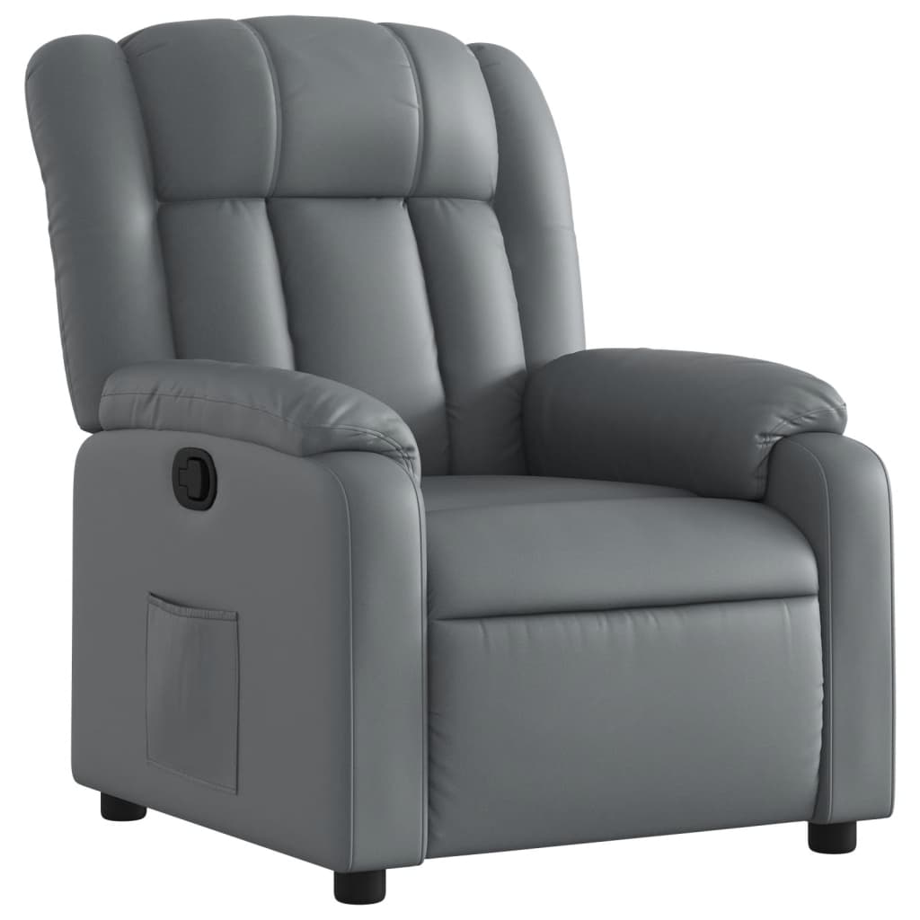 vidaXL Sillón reclinable de cuero sintético gris