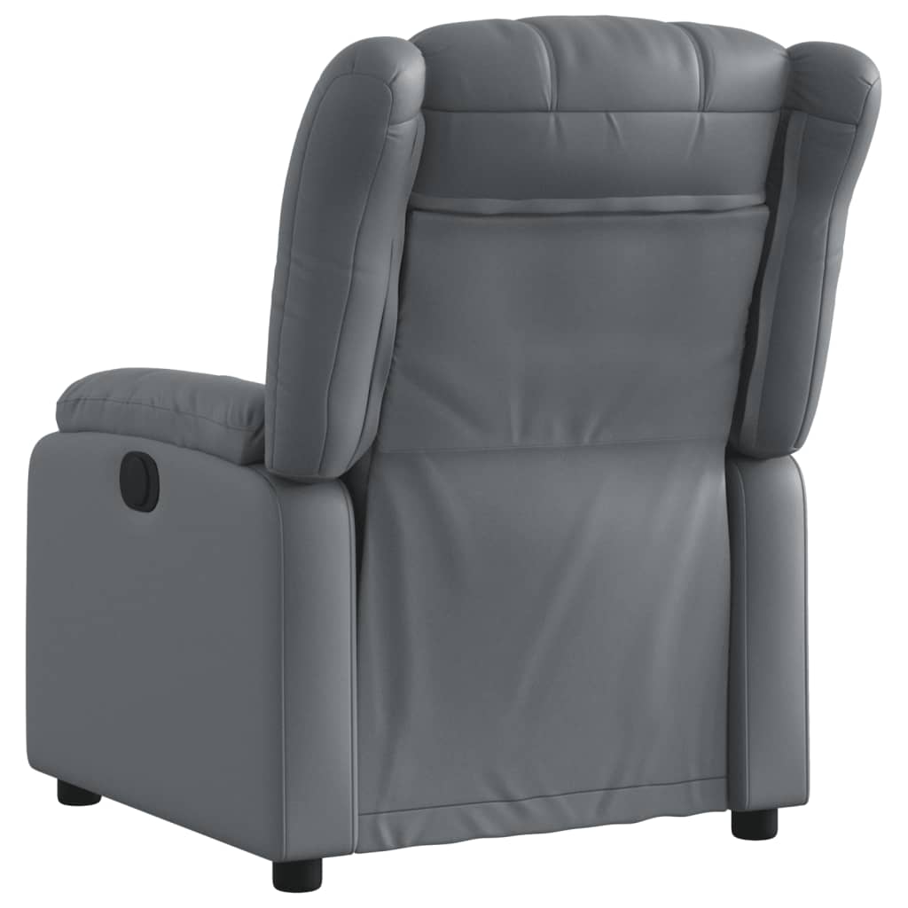 vidaXL Sillón reclinable de cuero sintético gris