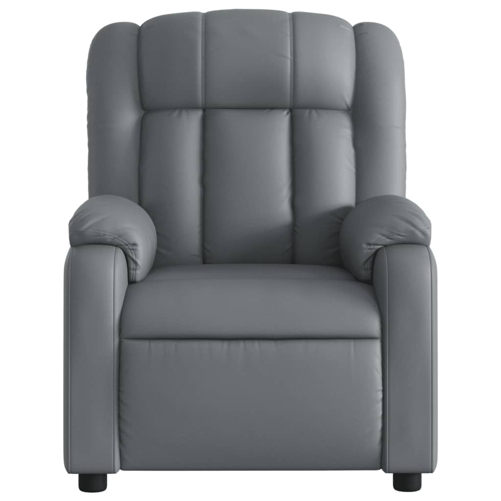 vidaXL Sillón reclinable de cuero sintético gris