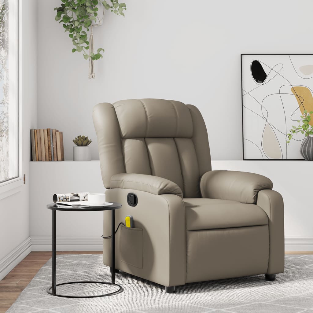 vidaXL Sillón de masaje reclinable cuero sintético color capuchino