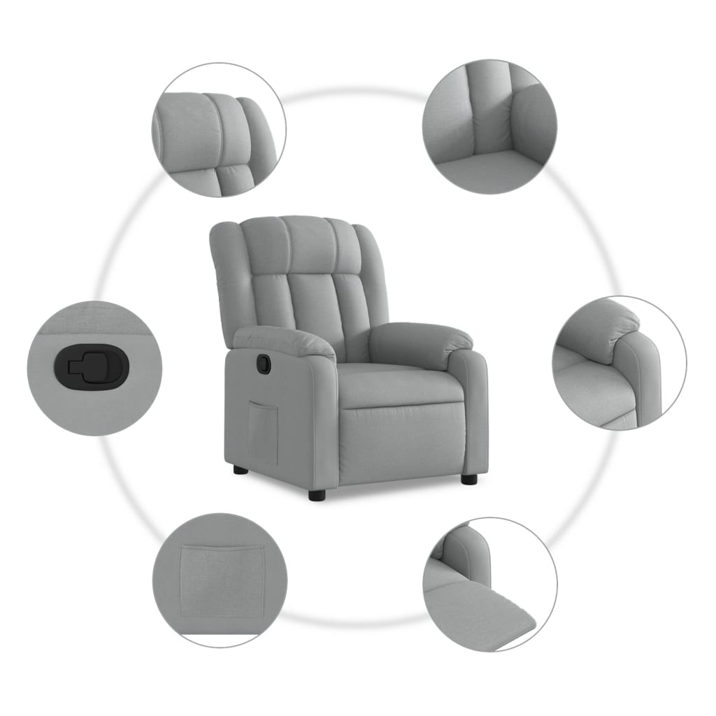 vidaXL Sillón reclinable de tela gris claro