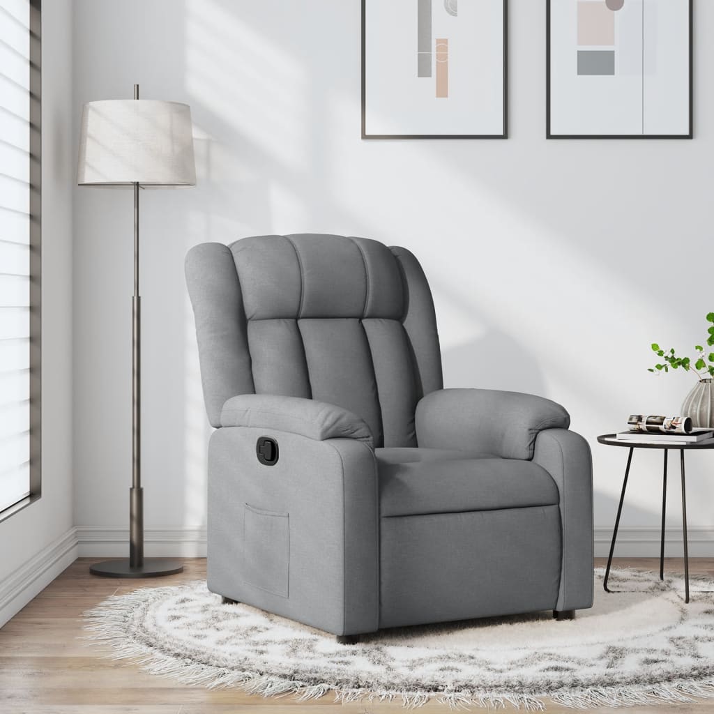 vidaXL Sillón reclinable de tela gris claro